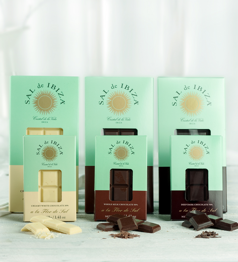 SAL de IBIZA Weiße Schokolade mit Fleur de Sel, 38% Kakao, Mini, 40g, BIO