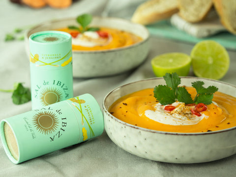 Süßkartoffel Suppe mit Granito Citronela y Jengibre