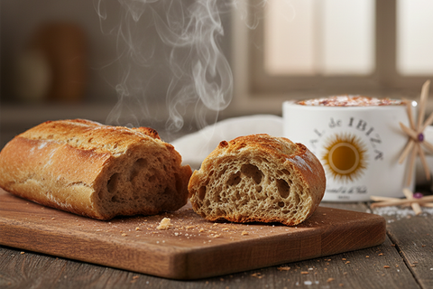 Dinkel-Baguette mit Kruste und Weihnachtssalz